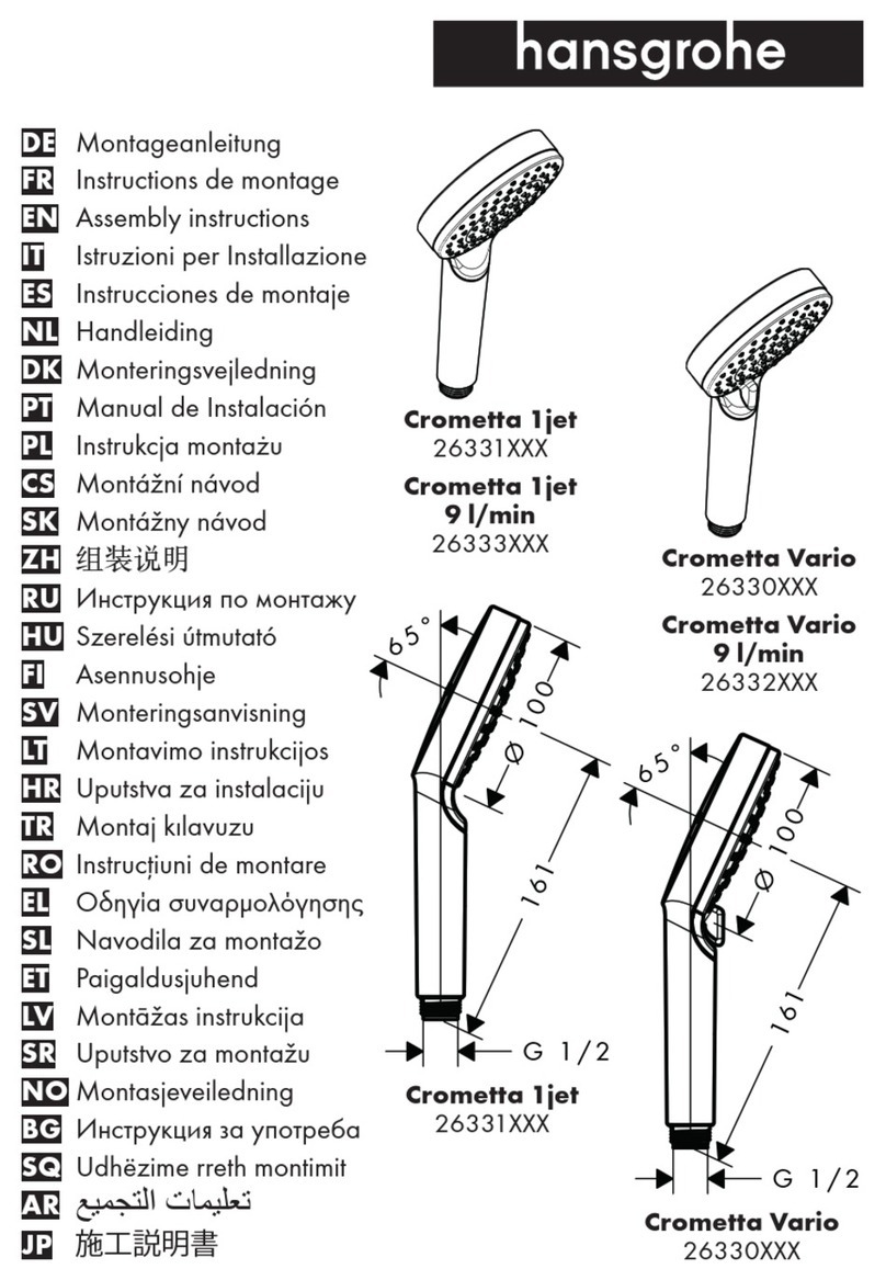 Hans Grohe Crometta 1jet 9 l/min 26333 Series Assembly instructions Hans Grohe Crometta 1jet 9 l/min 26333 Series Assembly instructions