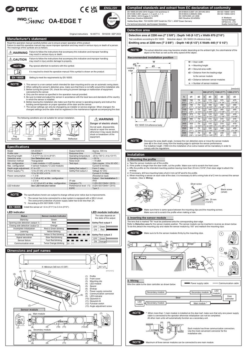 Optex PROSWING OA-EDGE T Original instructions