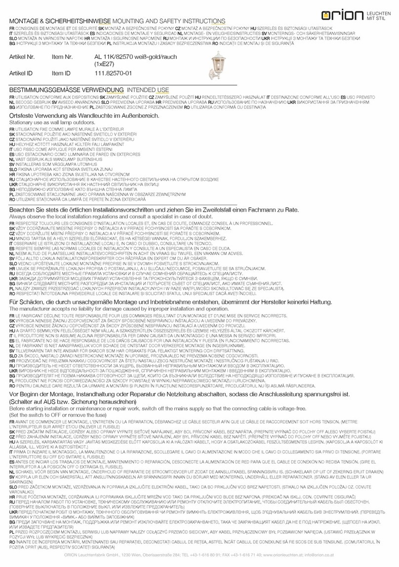 Orion AL 11K/82570 Mounting and safety instructions