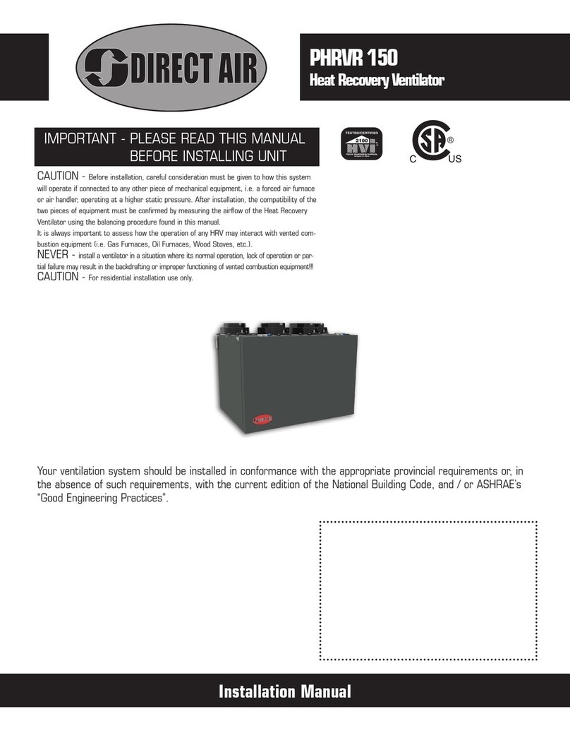 Direct Air PHRVR 150 installation manual Direct Air PHRVR 150 installation manual