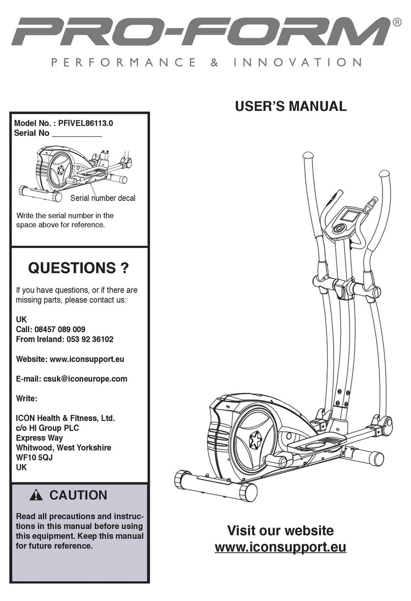 ICON Health & Fitness Pro-Form PFIVEL86113.0 user manual