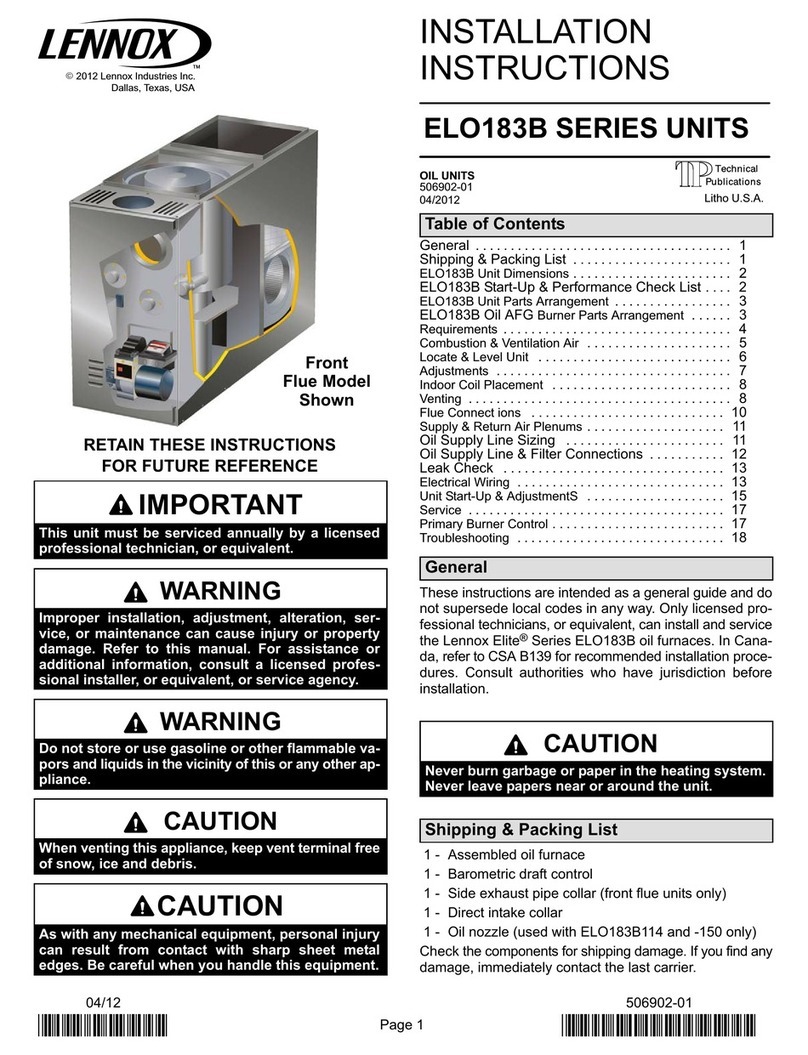 Lennox ELO183B Series User manual