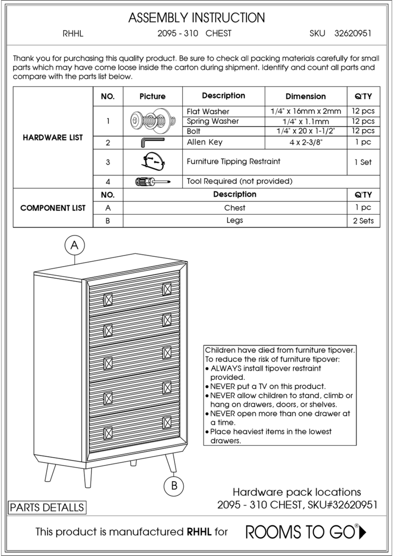 ROOMS TO GO RHHL 2095-310 Assembly instruction