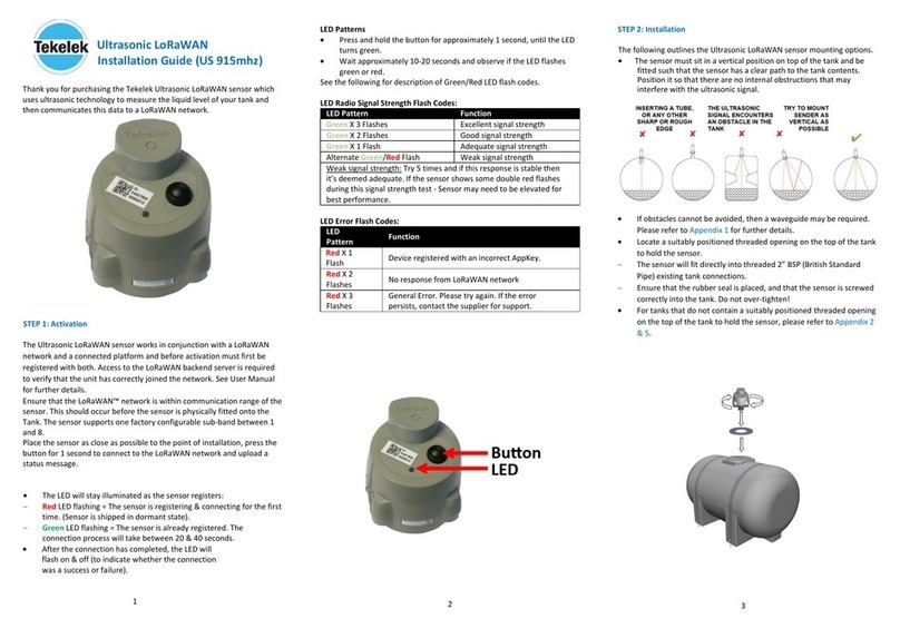 TEKELEK Ultrasonic LoRaWAN User manual
