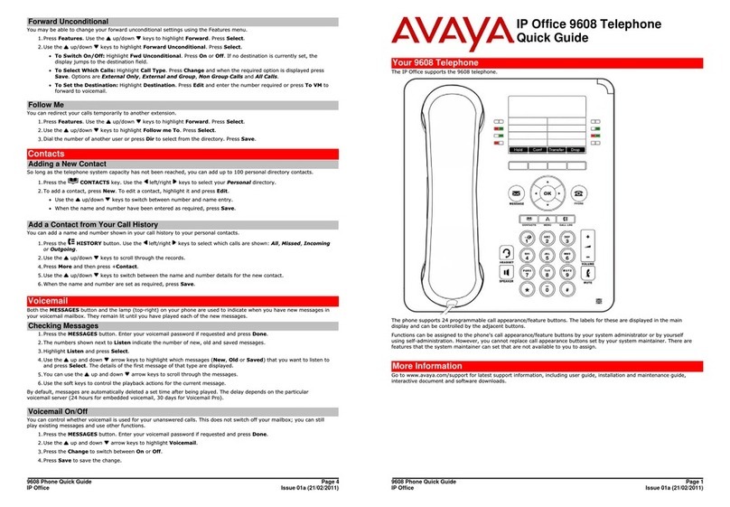 Avaya IP Office 9608 quick start guide