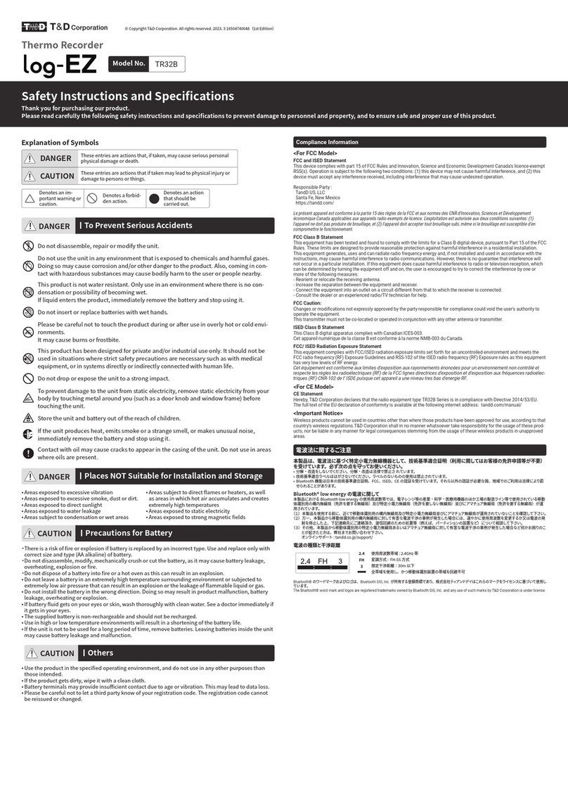 T&D log-EZ TR32B Specifications and Instructions