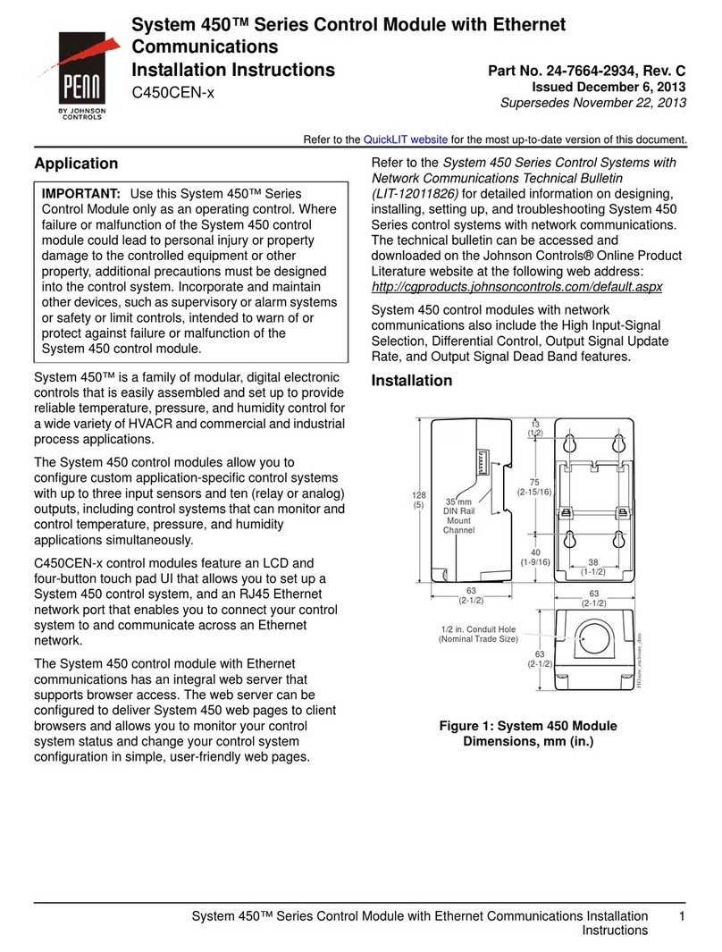 Johnson Controls Penn System 450 Series installation instructions
