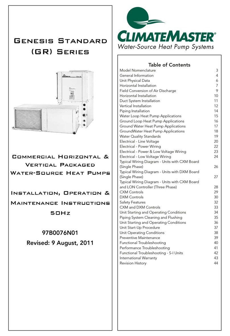 ClimateMaster Genesis Standard (GR) Series Installation, operation & maintenance instructions