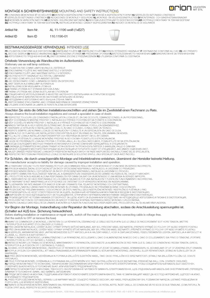 Orion AL 11-1196 Mounting and safety instructions