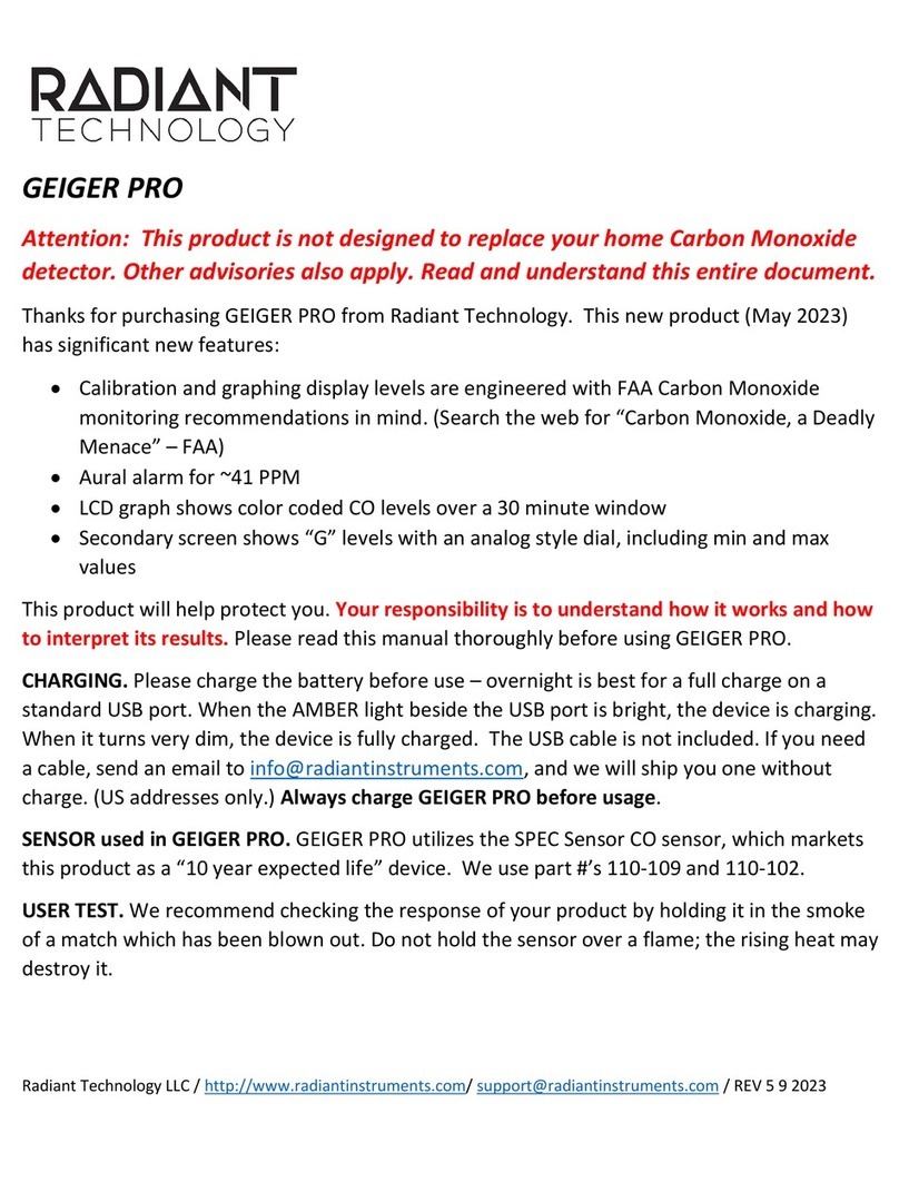 Radiant GEIGER PRO manual