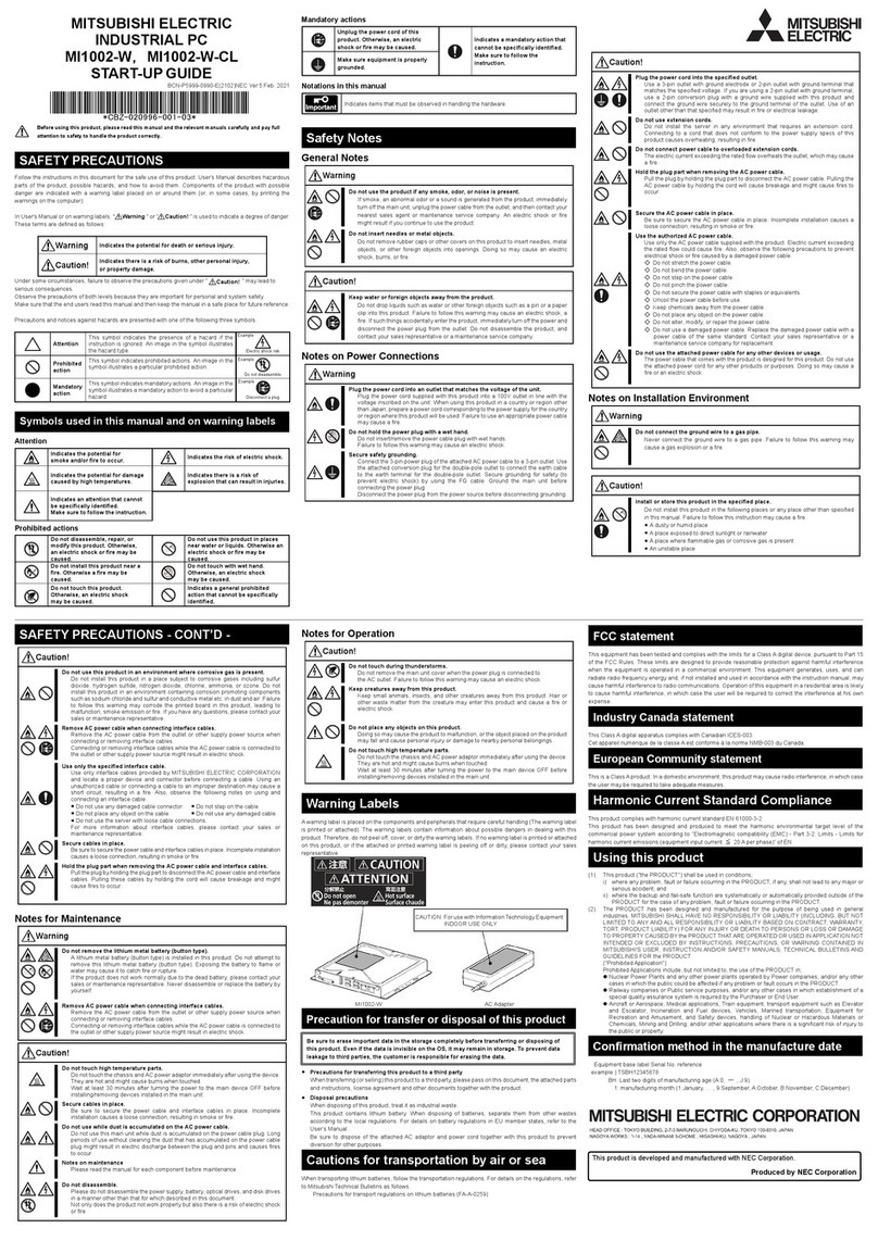 Mitsubishi Electric MELIPC MI1002-W Startup guide