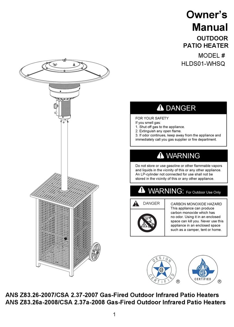 AZ Patio Heaters HLDS01-WHSQ owner's manual