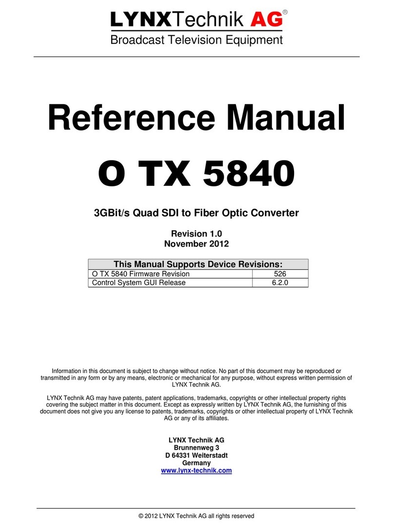 Broadcast LYNX Technik AG O TX 5840 Reference manual Broadcast LYNX Technik AG O TX 5840 Reference manual