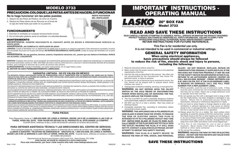Lasko 3733 User manual