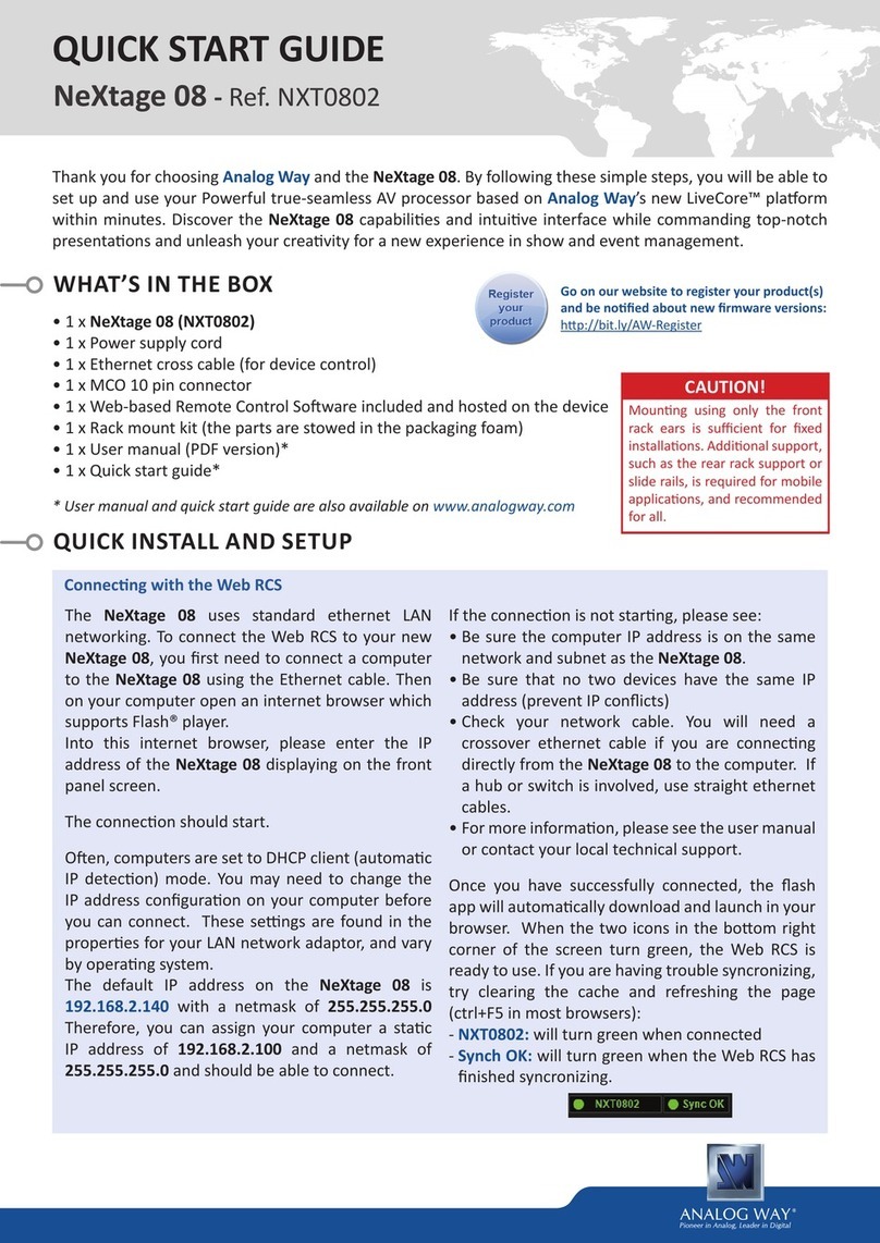 Analog way NXT0802 User manual