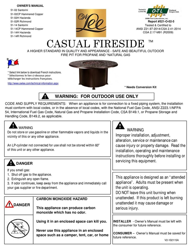 OW Lee CASUAL FIRESIDE Santorini 51-02 owner's manual