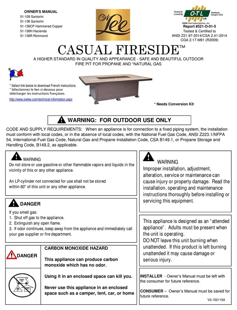 OW Lee CASUAL FIRESIDE 51-136 owner's manual OW Lee CASUAL FIRESIDE 51-136 owner's manual