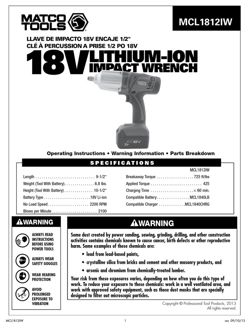 Matco Tools MCL1812IWK operating instructions