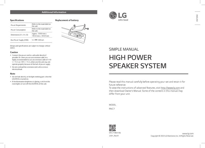 LG RNC7 Specification sheet