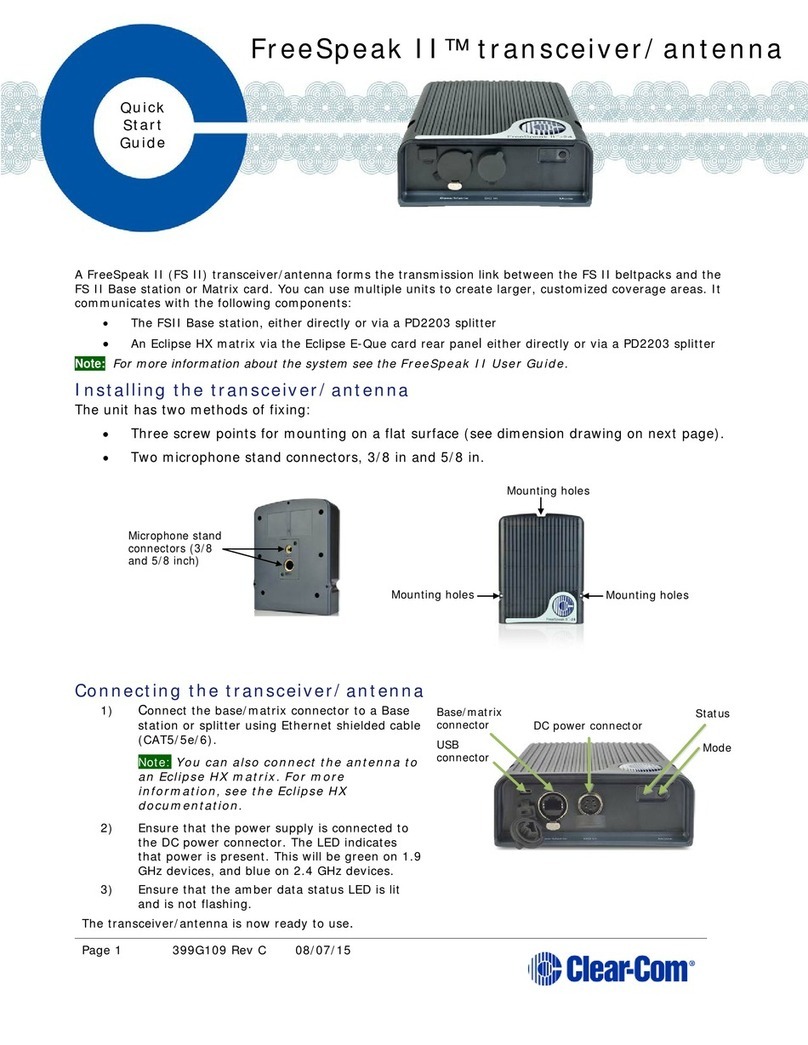Clear-Com FreeSpeak II quick start guide