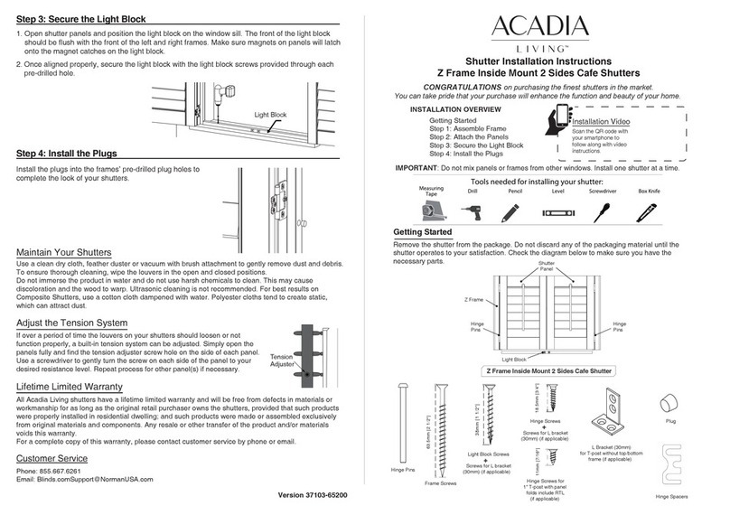 Acadia LIVING installation instructions