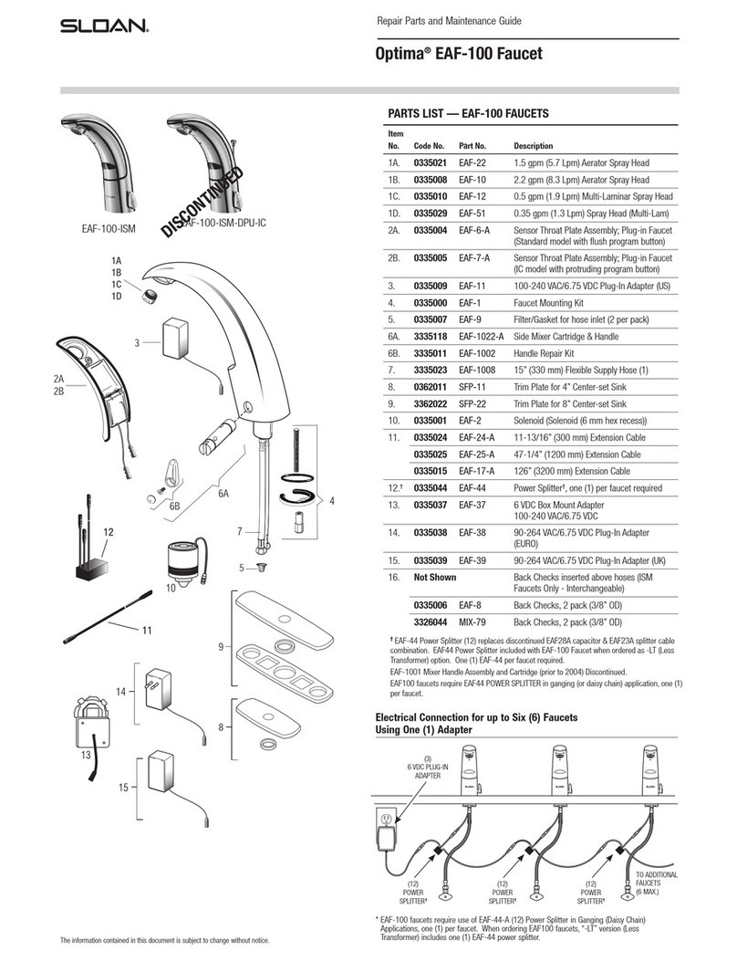 Sloan OPTIMA I.Q. EAF-100-ISM Repair Parts and Maintenance Guide