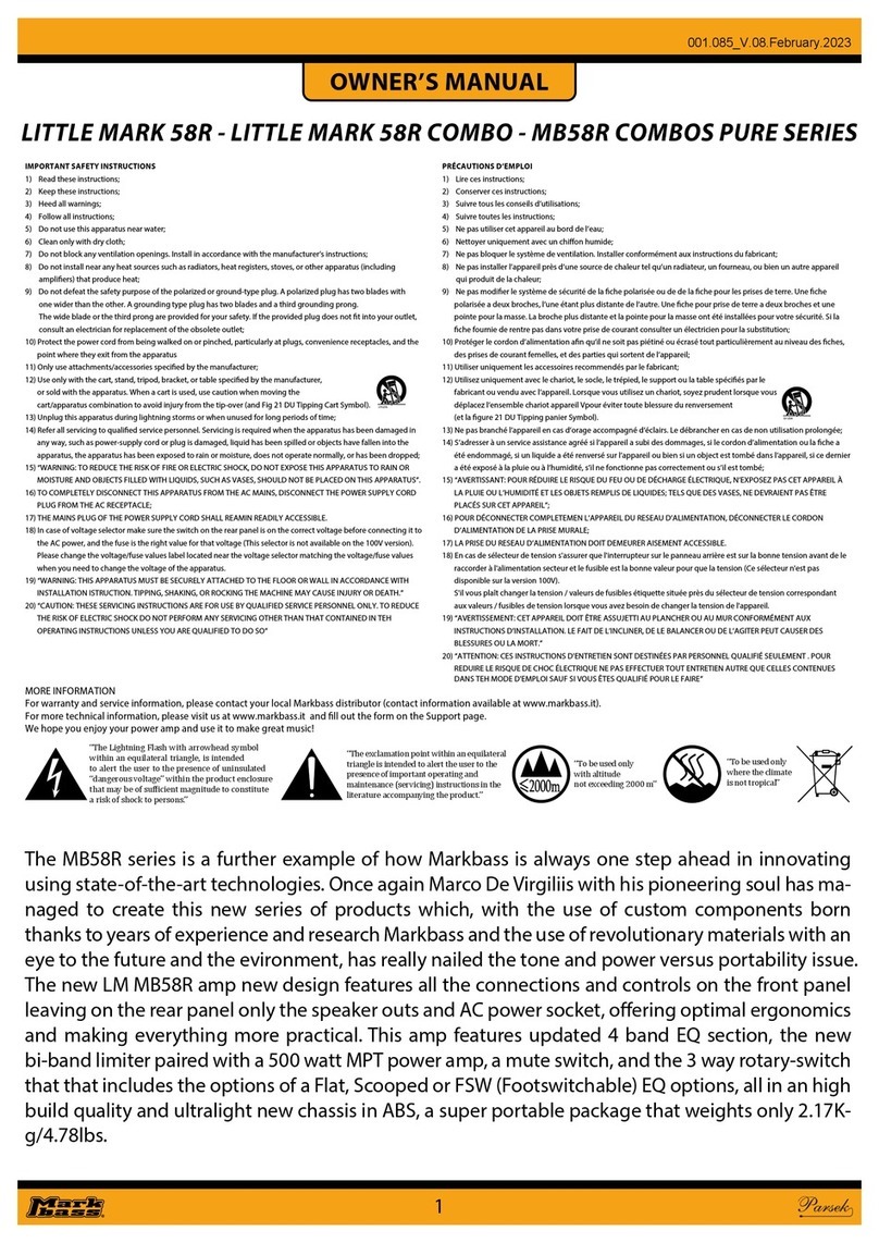 Mark Bass MB58R COMBOS PURE Seres User manual