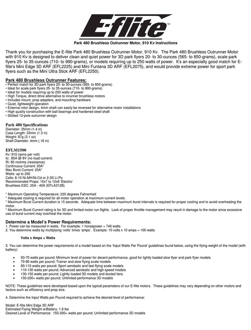 E-FLITE Park 480 User manual