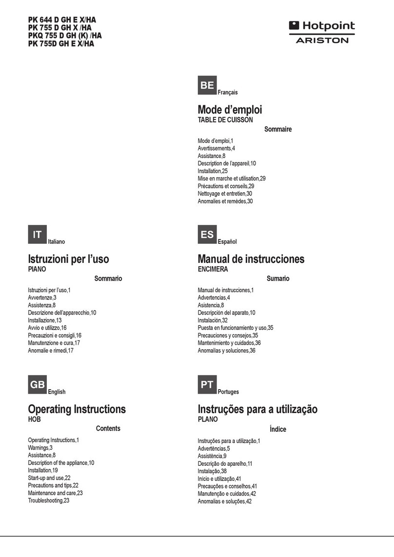 Hotpoint Ariston PK 644 D GH E X/HA operating instructions