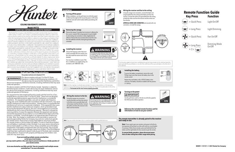 Hunter 99772 User manual