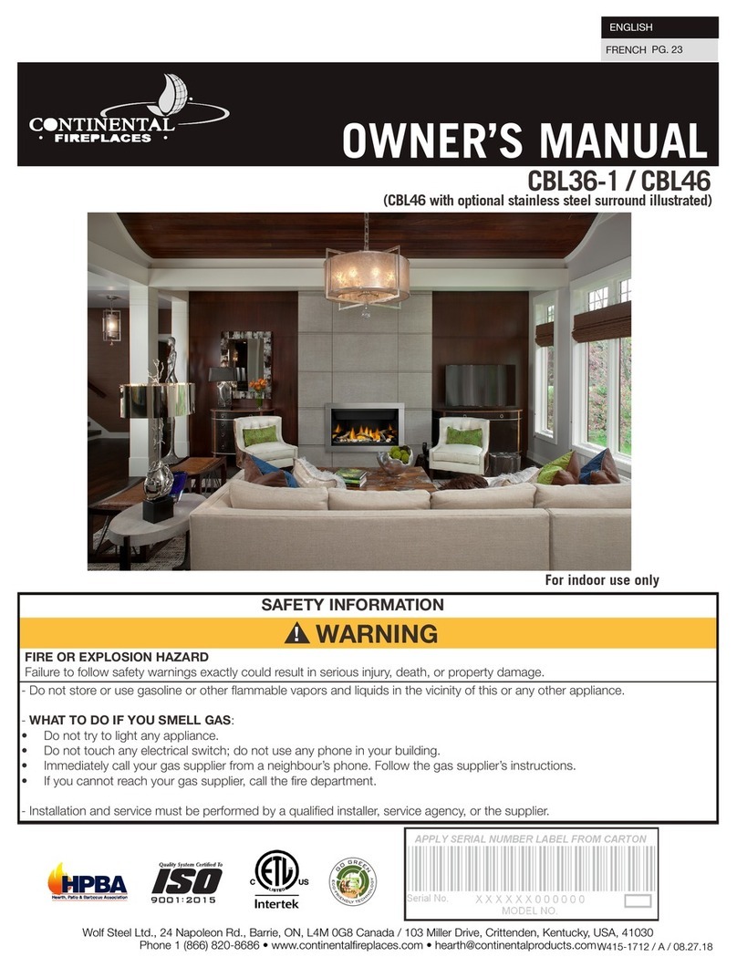 Continental Fireplaces CBL36-1 Series owner's manual