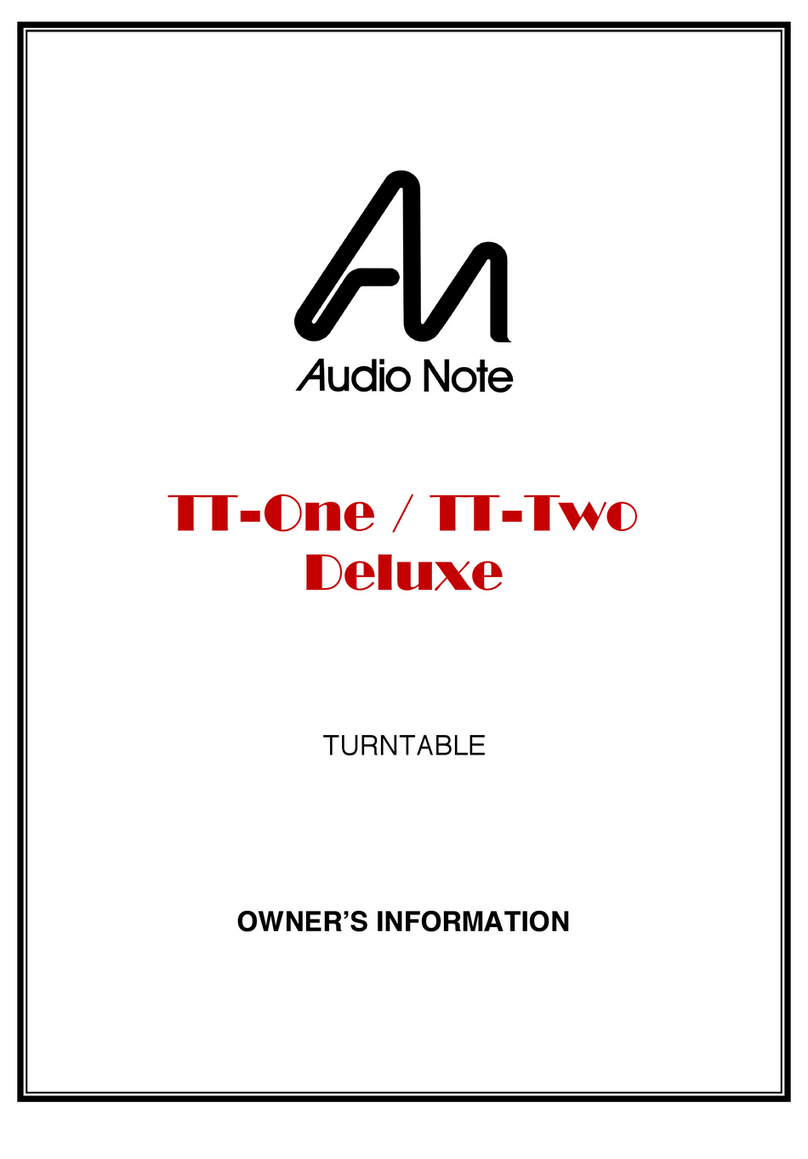 Audio Note TT-One Deluxe Owner's information manual