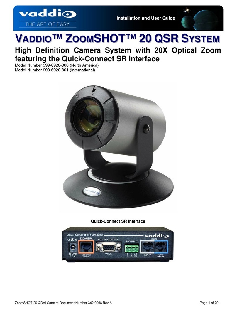 VADDIO ZoomSHOT 20 QSR Installation and user guide