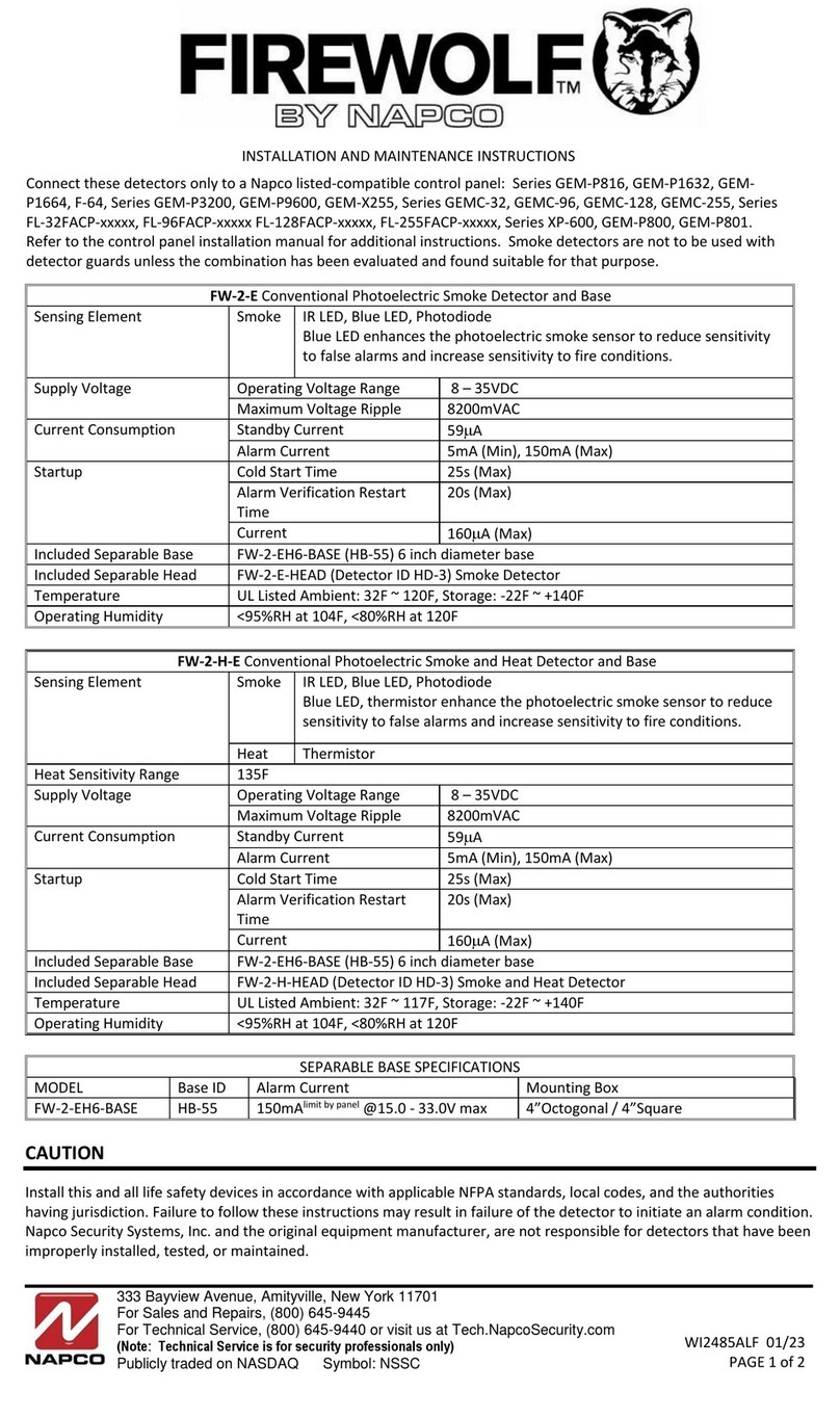 NAPCO FIREWOLF FW-2-E Installation and maintenance instructions