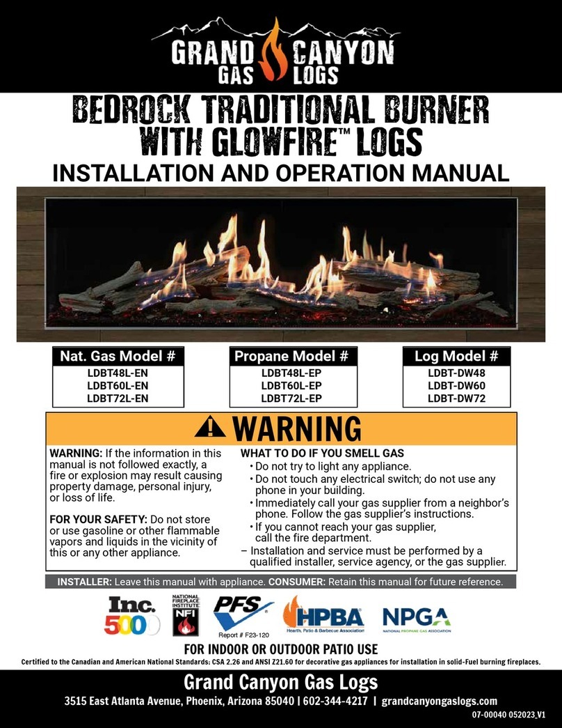 Grand Canyon Gas Logs LDBT48L-EN Installation and operation manual