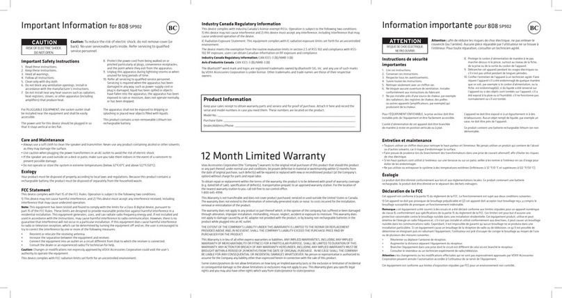 Voxx Accessories 808 SP902 Operating manual