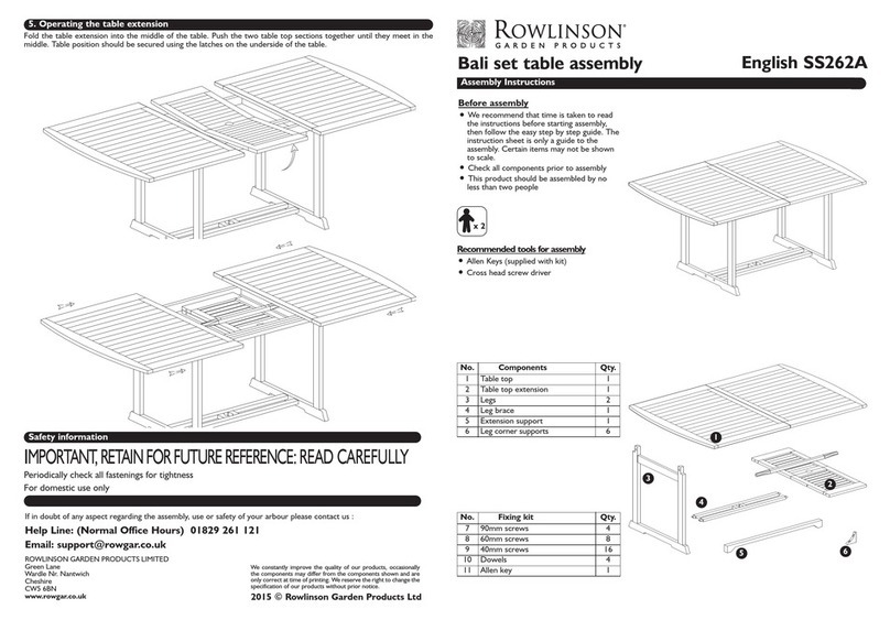 Rowlinson Garden Products Bali SS262A Assembly instructions