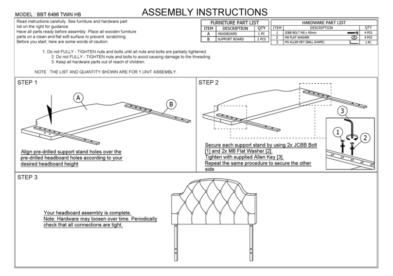modway BBT 6496 TWIN HB User manual