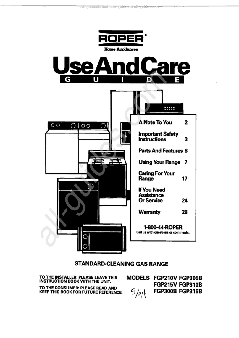 Roper FGP315B Use and care guide