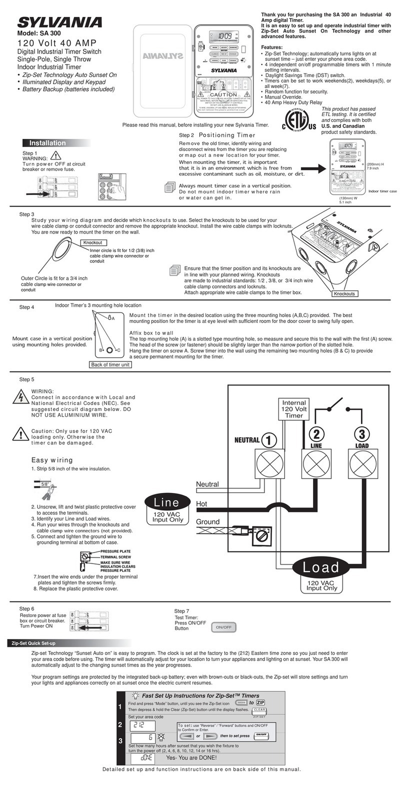 Sylvania SA 300 User manual
