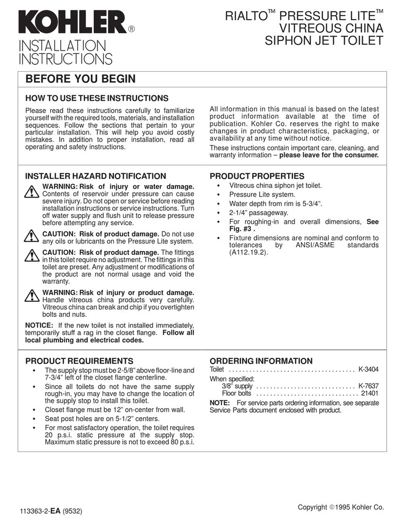 Kohler Rialto Pressure Lite K-3404 User manual