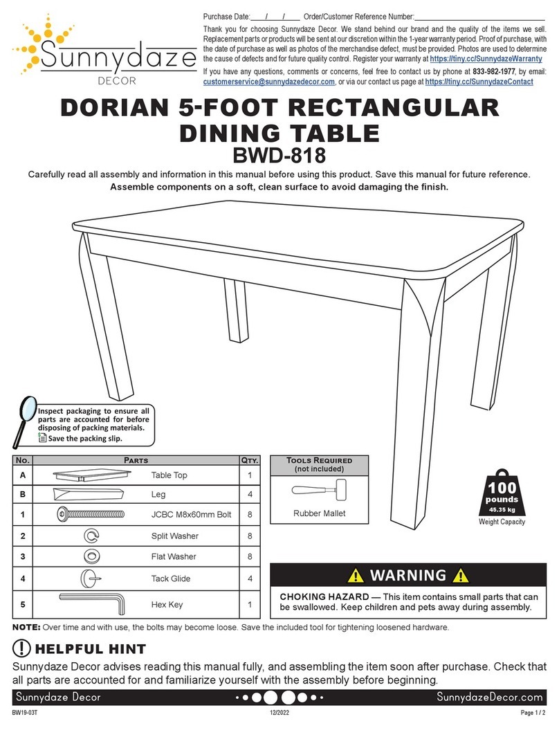 Sunnydaze Decor DORIAN BWD-818 User manual Sunnydaze Decor DORIAN BWD-818 User manual