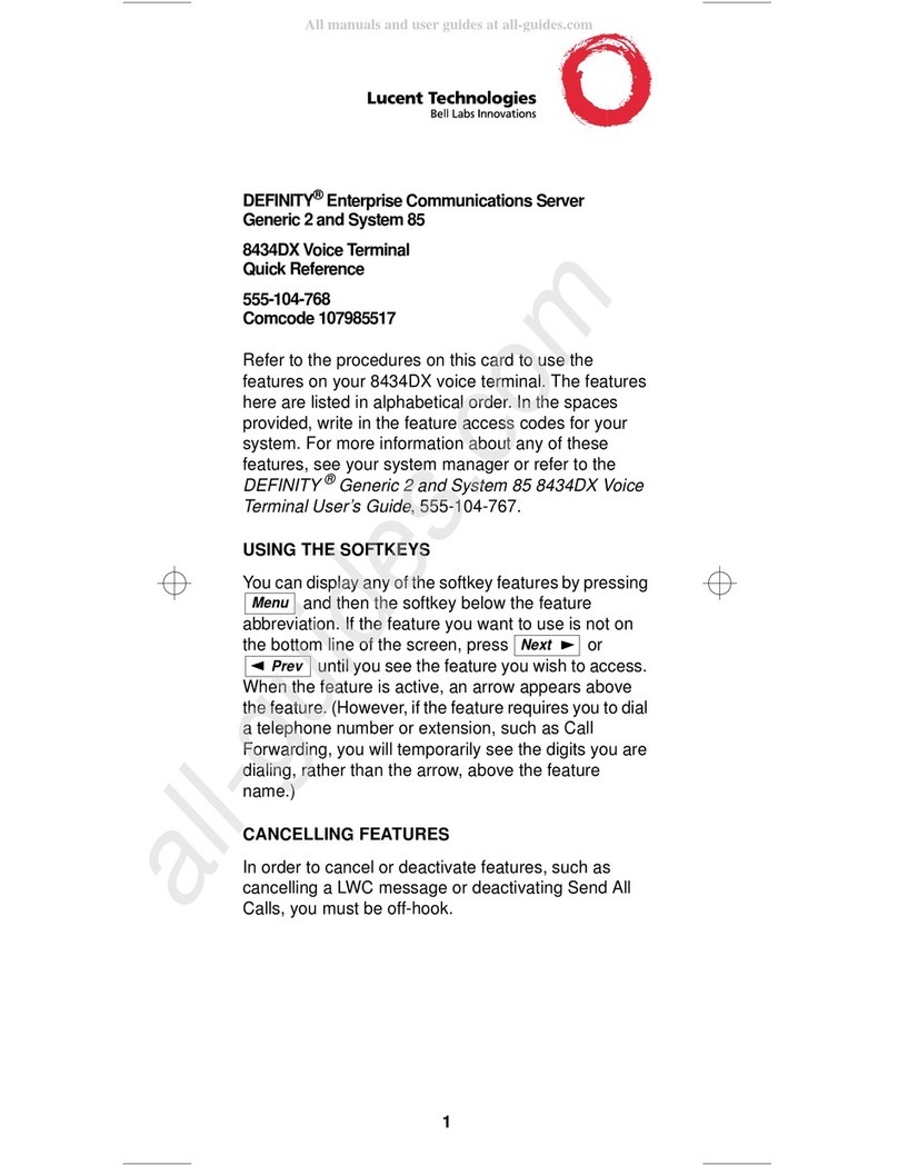 Lucent Technologies Definity 8434DX User manual