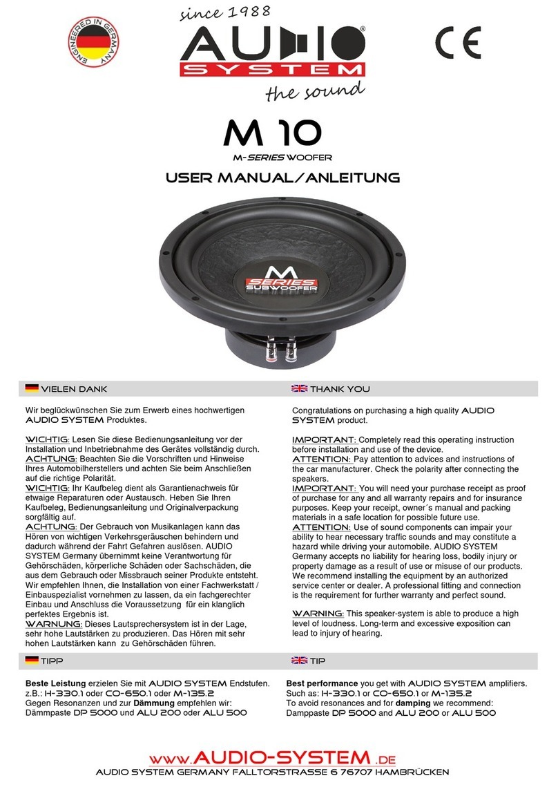 Audiosystem M Series User manual