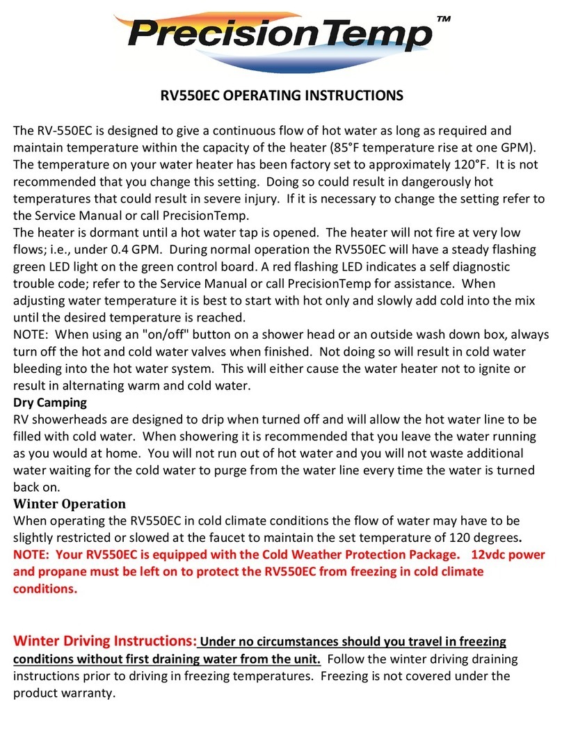 PrecisionTemp RV-550EC operating instructions