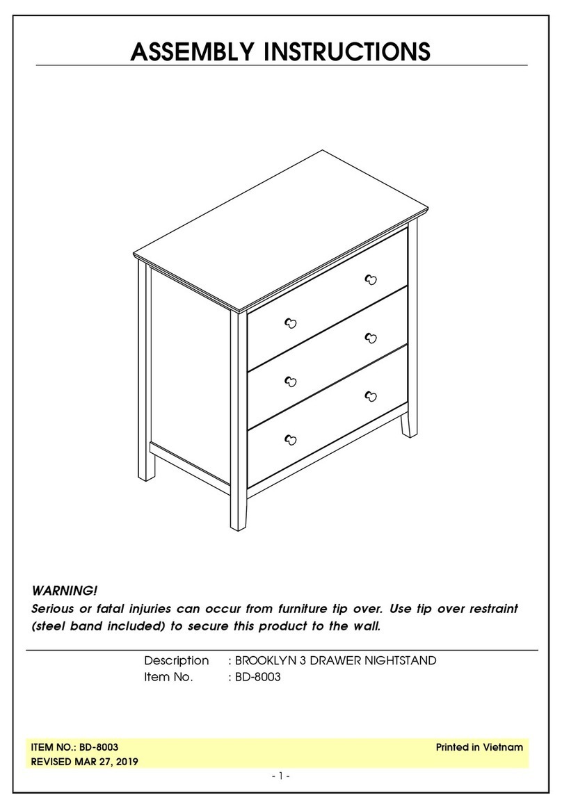 Whitewood Furniture BROOKLYN BD-8003 Assembly instructions Whitewood Furniture BROOKLYN BD-8003 Assembly instructions