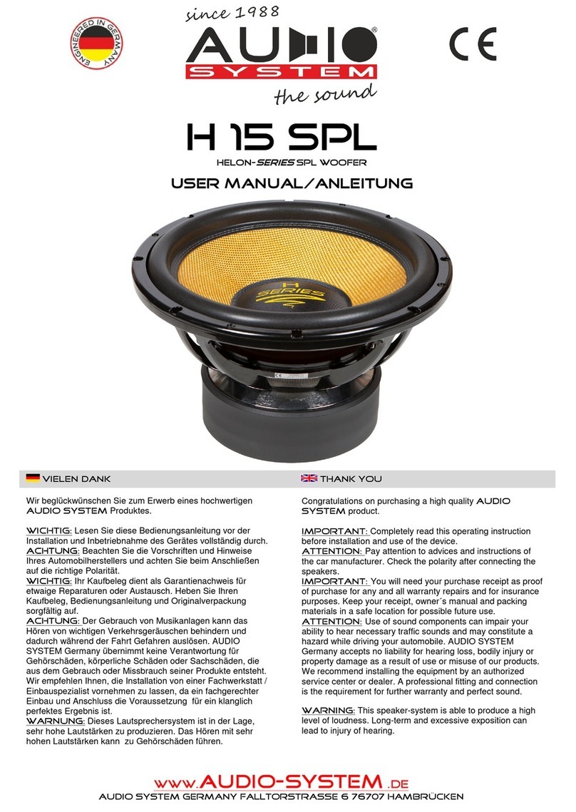 Audiosystem H 15 SPL User manual