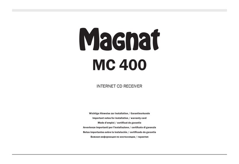 Magnat Audio MC 400 Important notes for installation & warranty card