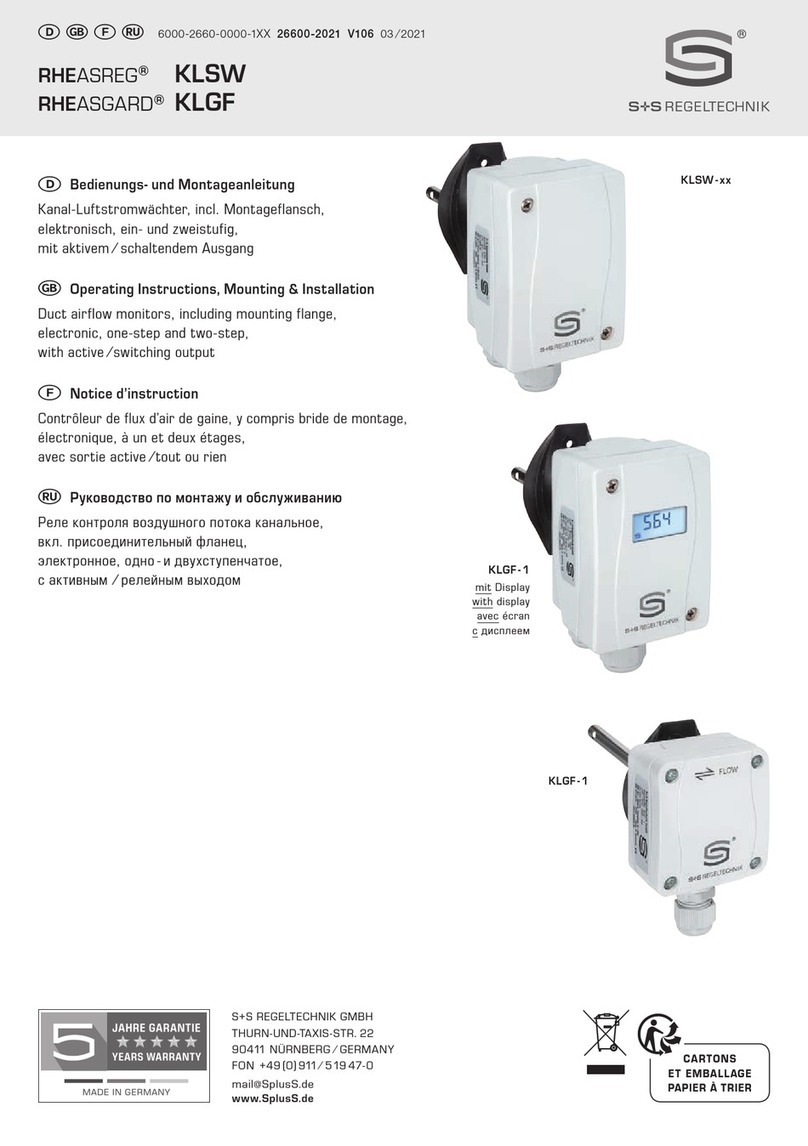 S+S Regeltechnik RHEASREG KLSW Operating Instructions, Mounting & Installation