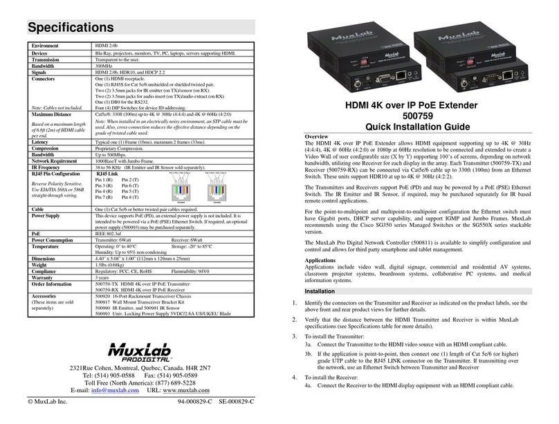 MuxLab 500759-TX Quick installation guide